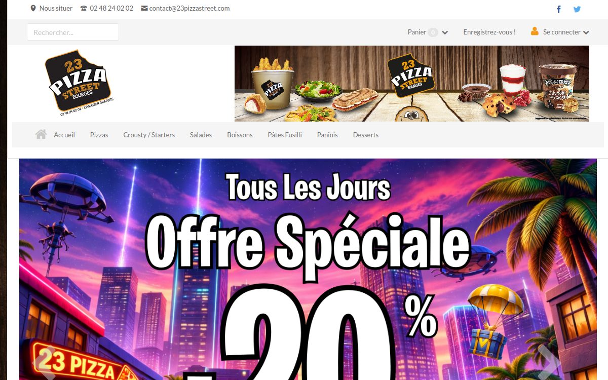 Site internet 23 Pizza Street réalisé par FCINC